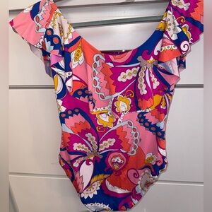 Trina Turk Seville ruffle one piece swimsuit-NWT-Size 8